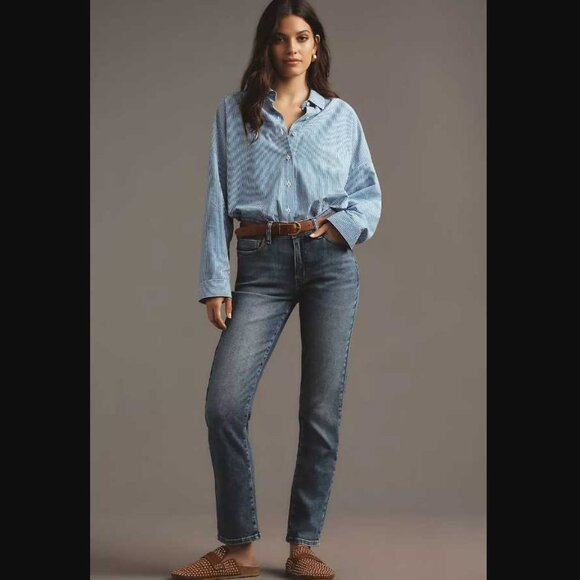 New 31 Anthropologie x Pilcro The Slim Boyfriend mid-rise relaxed jeans Ela Wash - Picture 1 of 11